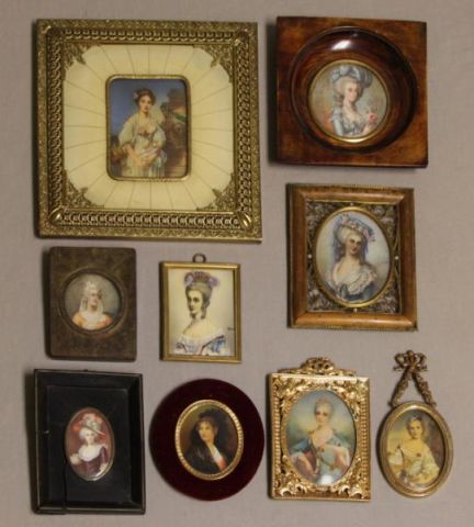 Appraisal: Portrait Miniatures of Ladies on Bone Ivory Portrait of Marie