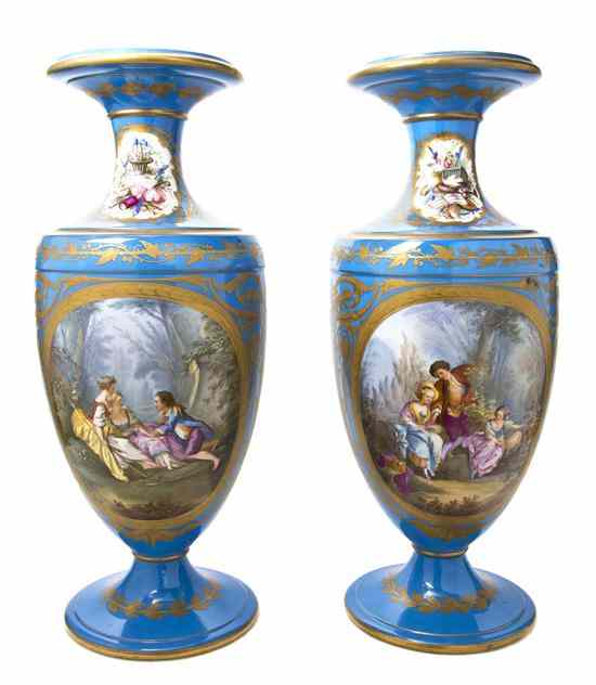 Appraisal: A Pair of Sevres Style Porcelain Vases each of baluster