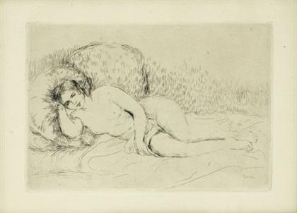 Appraisal: PIERRE-AUGUSTE RENOIR french - FEMME COUCH E TOURN E GAUCHE