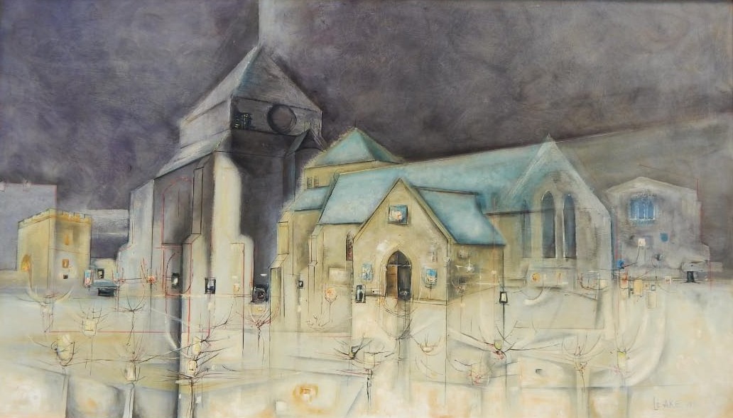 Appraisal: Leake Church building signed and dated oil on board cm