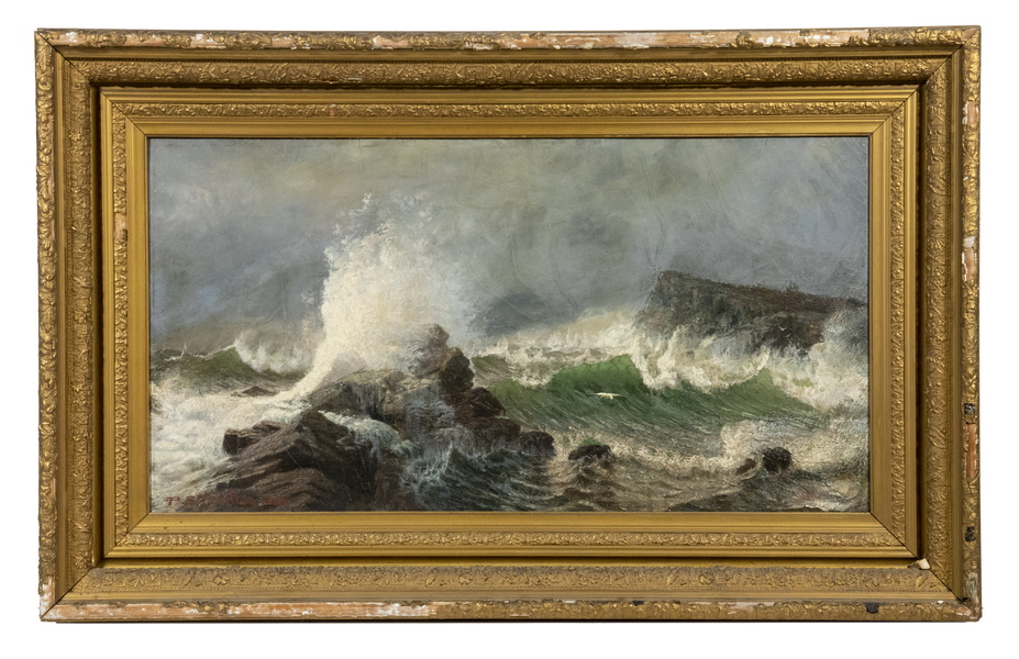 Appraisal: PARKER S PERKINS MA - Whitecaps on Sharp Cliffs oil