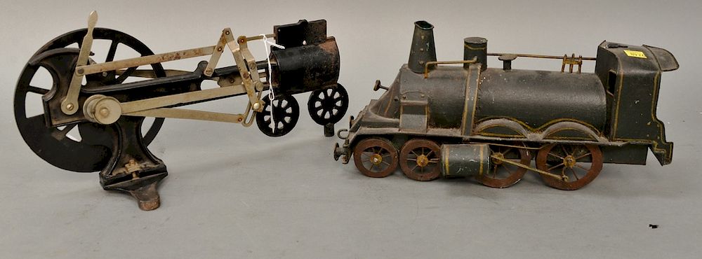 Appraisal: Group lot to include painted tin toy train an iron