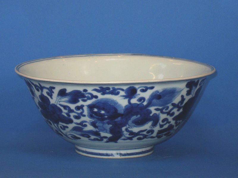 Appraisal: A CHINESE BLUE AND WHITE BOWL the exterior decorated with