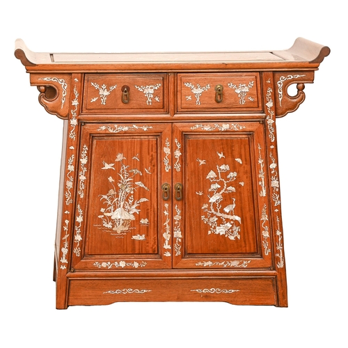 Appraisal: A Chinese hardwood and mother of pearl inlaid cabinet th