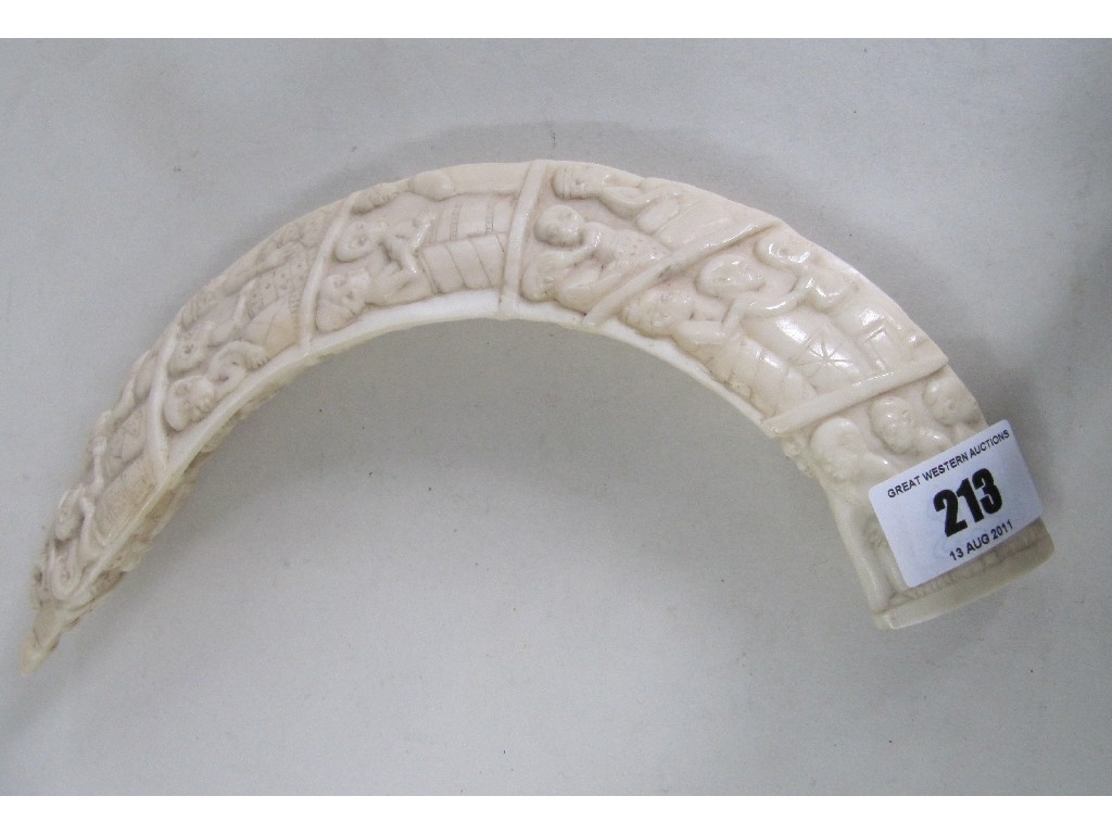 Appraisal: Carved African ivory tusk