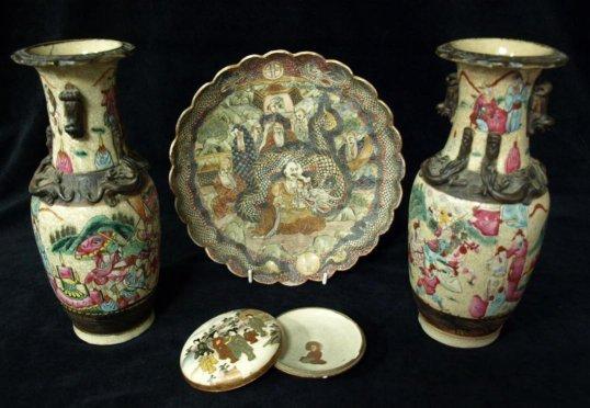 Appraisal: A pair of late th Century crackleware vases cm high