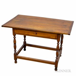 Appraisal: Turned Maple One-drawer Tavern Table repairs ht wd dp in