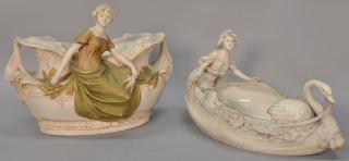 Appraisal: Two large Royal Dux Bohemia figural porcelain centerpieces to include