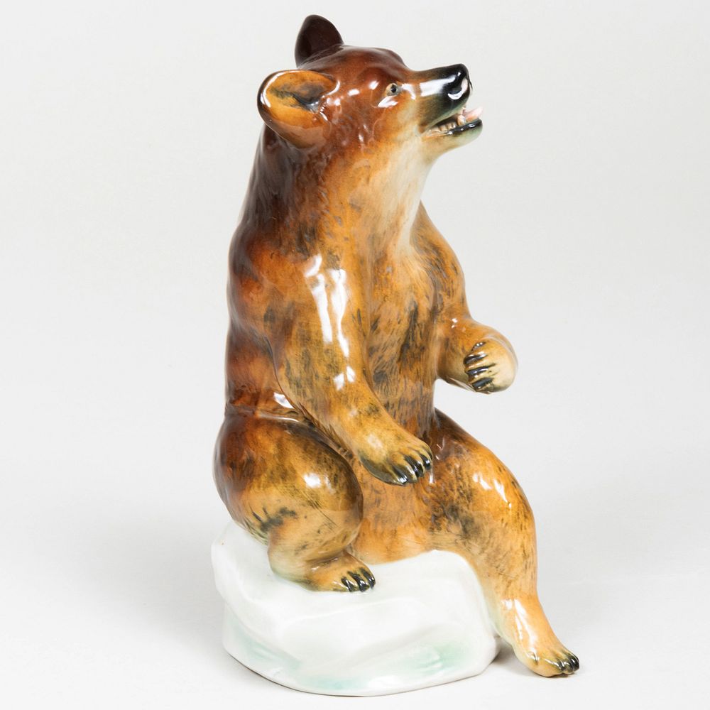 Appraisal: Oldest Volkstedt Porcelain Model of a Bear Blue printed mark