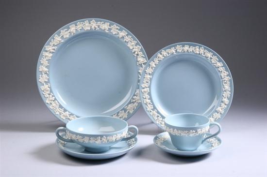 Appraisal: -PIECE WEDGWOOD PARTIAL DINNER SERVICE Embossed Queensware-Blue Comprising eight each