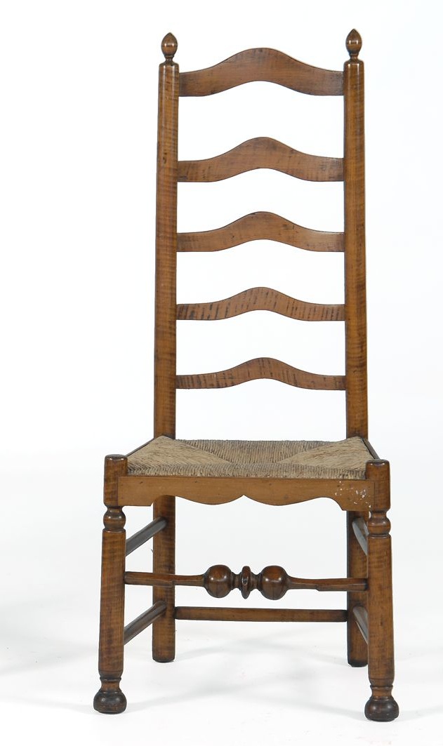 Appraisal: ANTIQUE AMERICAN DELAWARE VALLEY SIDE CHAIR th CenturyIn tiger maple