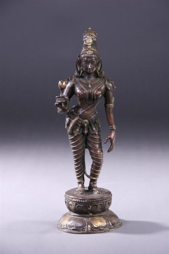 Appraisal: INDIAN BRONZE FIGURE OF PARVATI th century Standing in trishanga