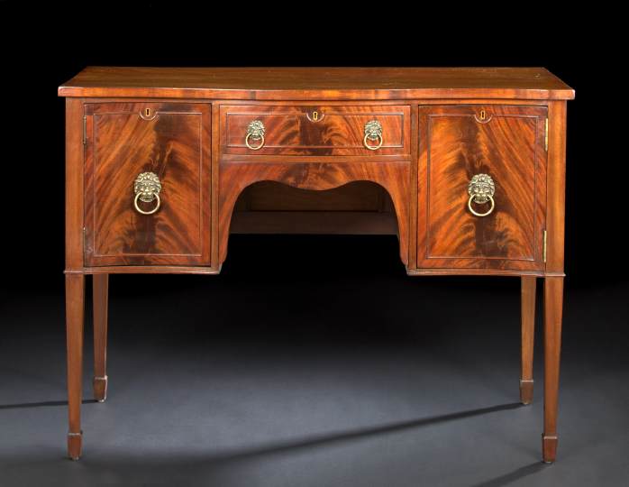 Appraisal: Regency-Style Mahogany Sideboard early th century the slightly bowed top