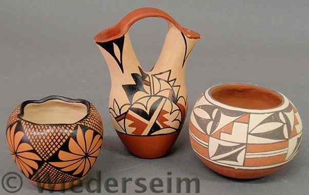 Appraisal: Three pieces of Southwest Indian pottery- vase P V Jemez