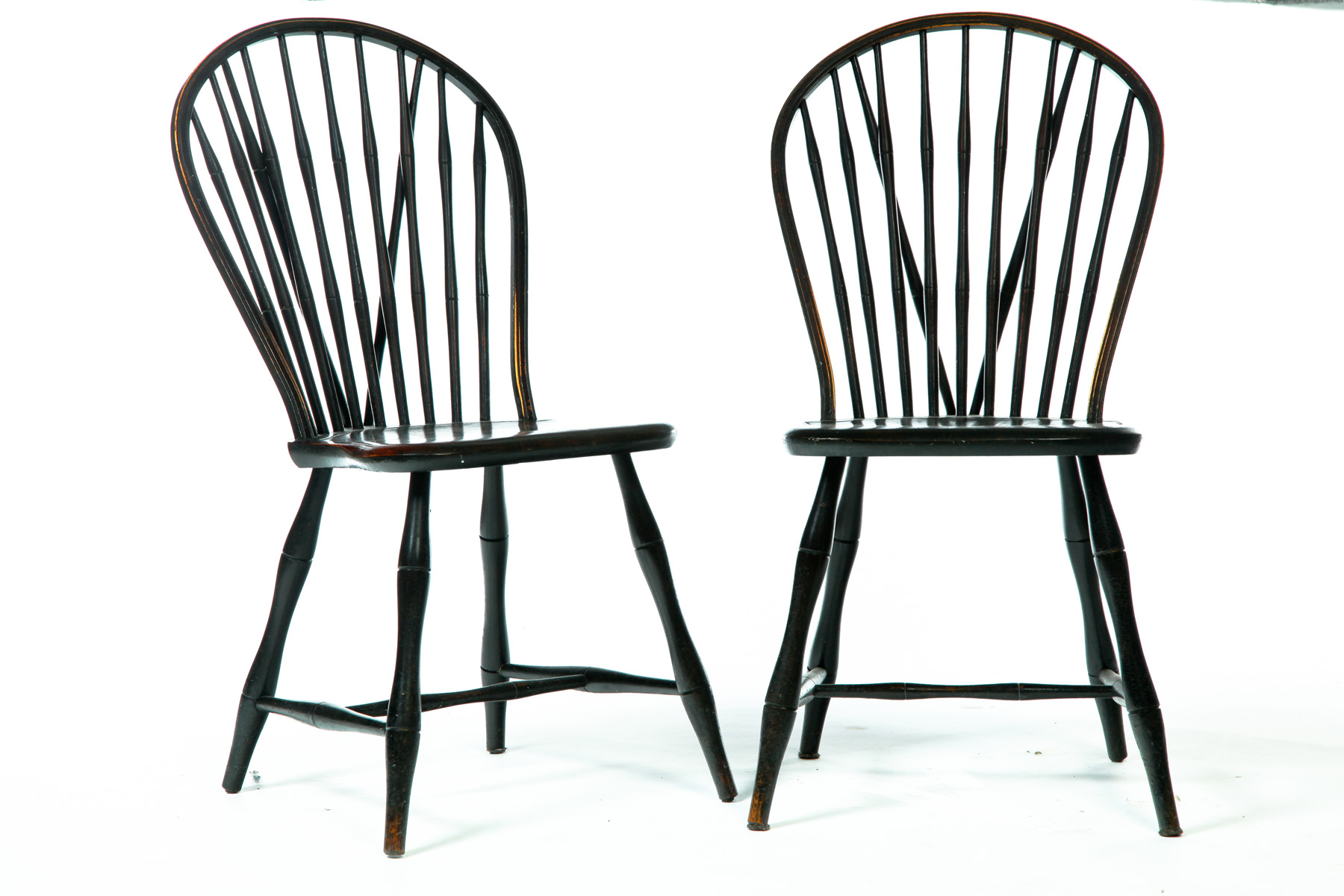 Appraisal: FOUR BRACE BACK WINDSOR-STYLE CHAIRS American st quarter- th century