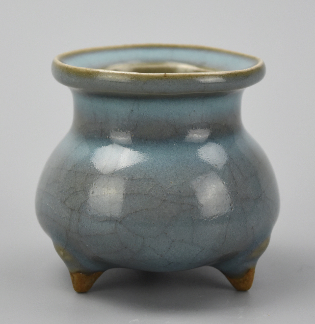 Appraisal: SMALL CHINESE JUN WARE TRIPOD CENSER SONG DYNASTY A small