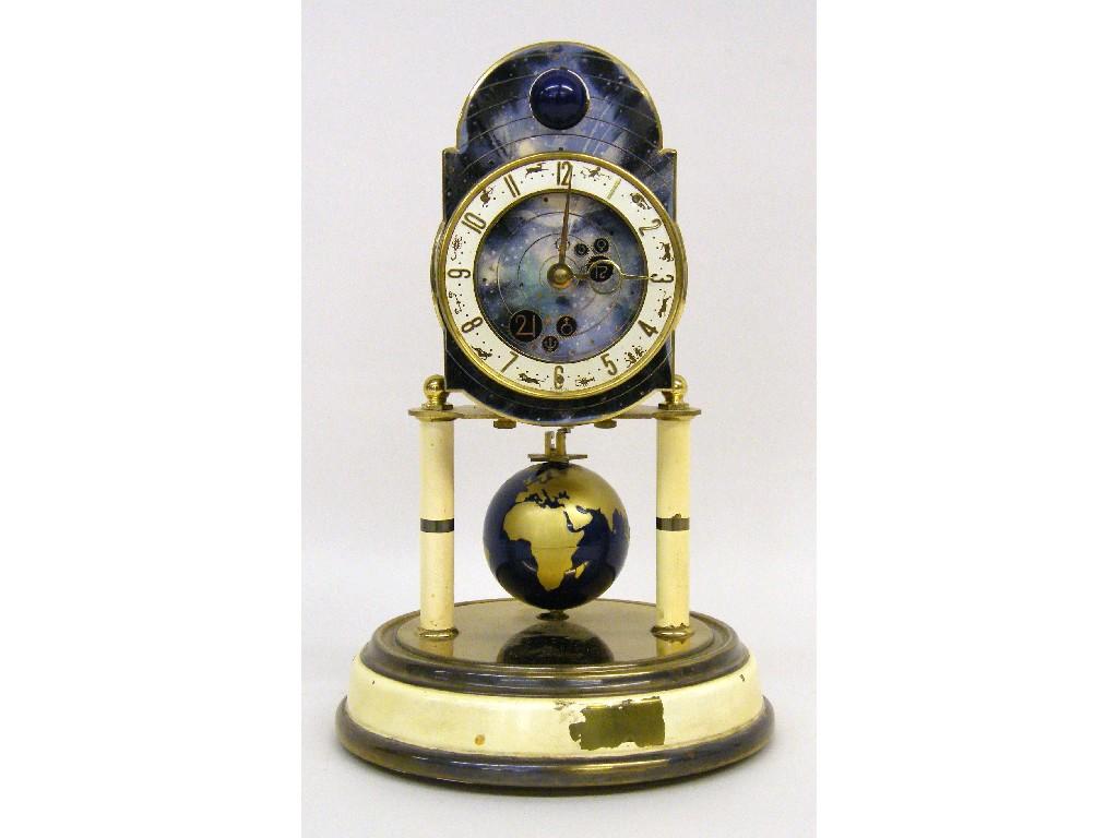 Appraisal: French Sienna marble and bronze mounted two train mantel clock