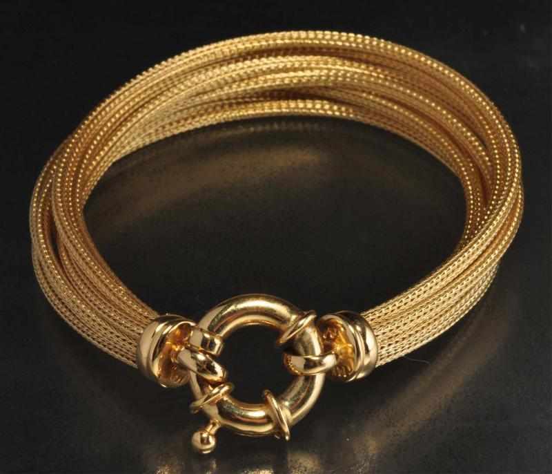 Appraisal: K Y Gold Strand Bracelet Description Weight dwt Condition Excellent