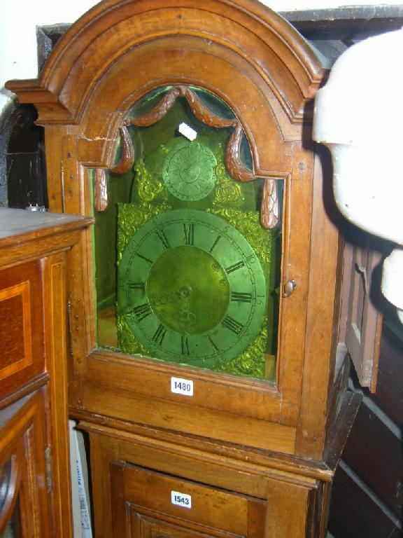 Appraisal: A French Provincial walnut and fruit wood longcase clock with