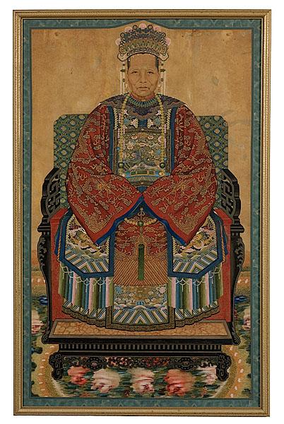 Appraisal: CHINESE PORTRAIT OF THE EMPRESS DOWAGER CIXI th century gouache