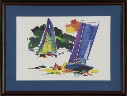 Appraisal: Den Litt American th C Sail Boats Offset lithograph signed