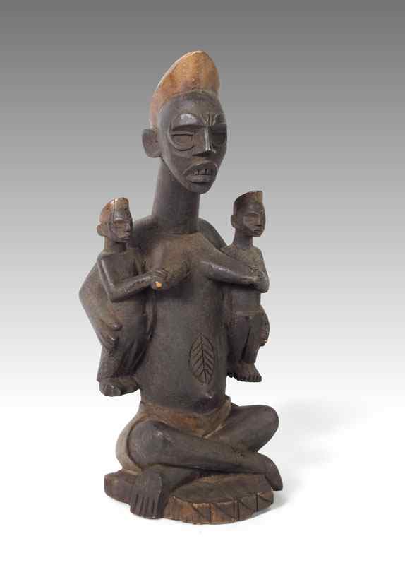 Appraisal: CARVED AFRICAN YOMBE MATERNITY FIGURE - DRC LBS '' x