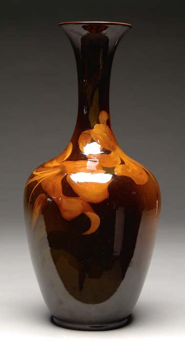 Appraisal: ROOKWOOD VASE Very pretty Rookwood vase has orange lilies against