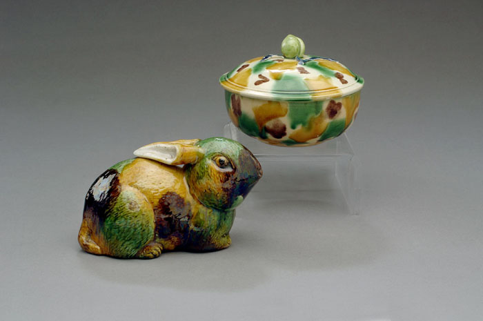 Appraisal: CHINESE PORCELAIN FIGURE OF A SEATED RABBIT AND A DISH