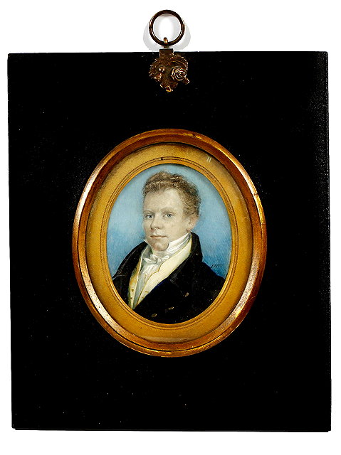 Appraisal: A TH CENTURY PORTRAIT MINIATURE of a young man in