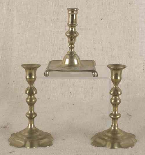 Appraisal: Pair of Queen Anne candlesticks mid th c together with