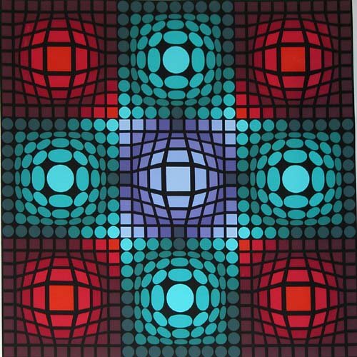 Appraisal: Optic Rouge circa serigraph printed in colors on Paper Vasarely