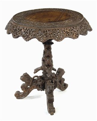 Appraisal: A late th century Burmese carved hardwood occasional table the