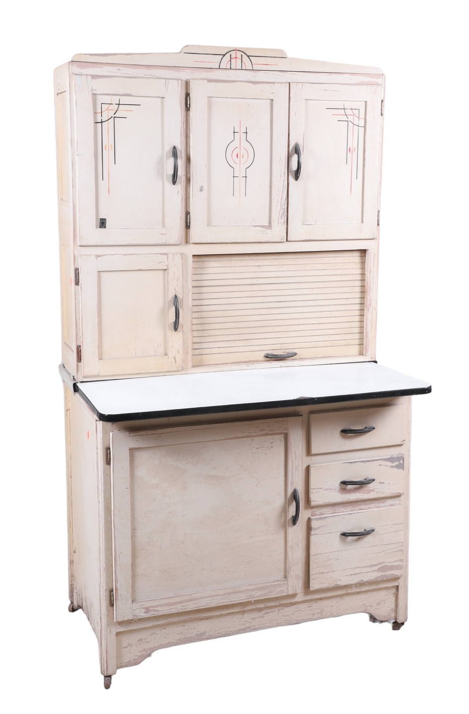 Appraisal: -pc painted Kitchenette doors over single door flanked by roll