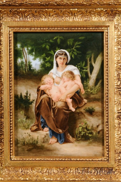 Appraisal: KPM Plaque of a Mother with Two Children After Bougereau