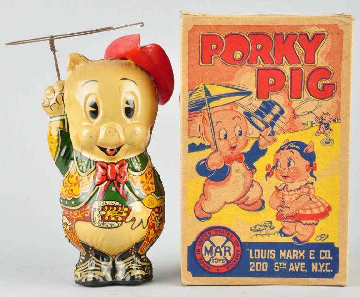 Appraisal: Tin Litho Marx Porky Pig Wind-Up Toy Description American Working