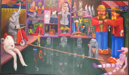 Appraisal: PETER PAONE american b TOY STORE Signed and titled 'Paone