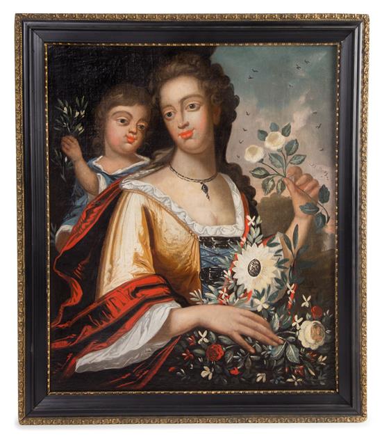 Appraisal: Sale Lot Artist Unknown Portrait of Mother and Child oil