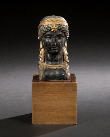 Appraisal: Attractive First Empire Carved Ebonized and Parcel-Gilt Wooden Bust of