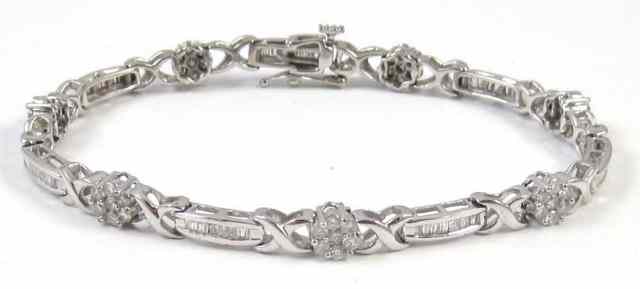 Appraisal: DIAMOND AND FOURTEEN KARAT GOLD BRACELET - inches in length