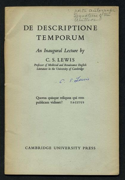 Appraisal: vol Lewis C S De Descriptione Temporum An Inaugural Lecture