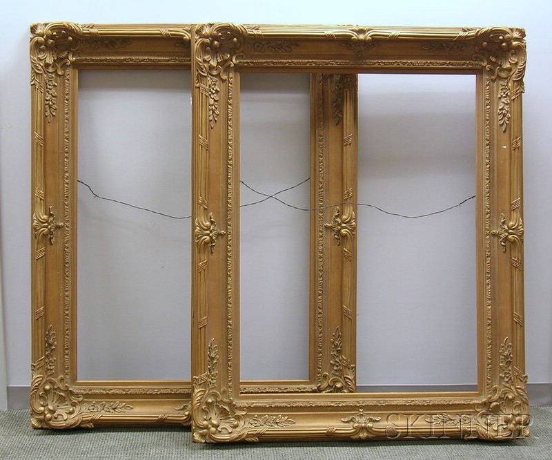 Appraisal: Pair of Large Rococo-style Gilt-gesso and Wood Frames approx exterior