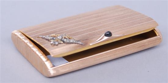 Appraisal: FABERGE IMPERIAL PRESENTATION GOLD DIAMOND SAPPHIRE CASE Faberg gold cigarette