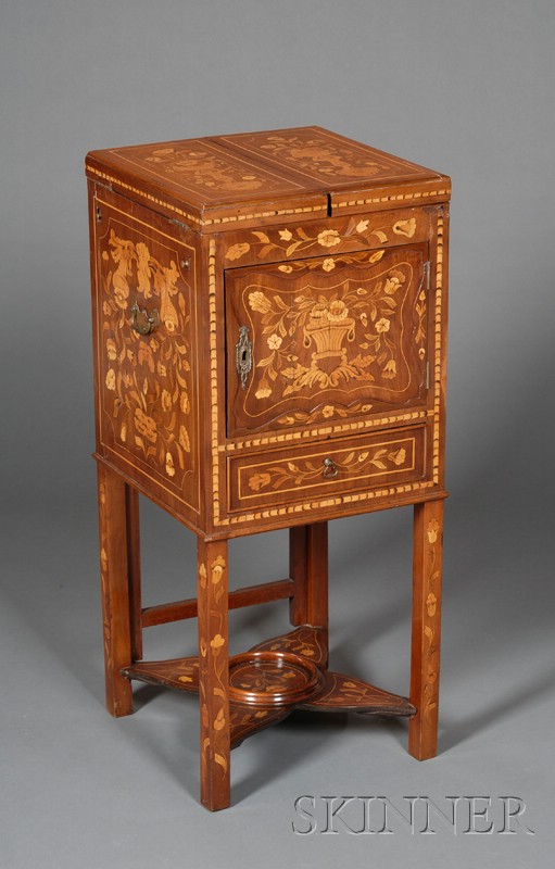 Appraisal: Dutch Fruitwood Marquetry-inlaid Mahogany Washstand late th early th century