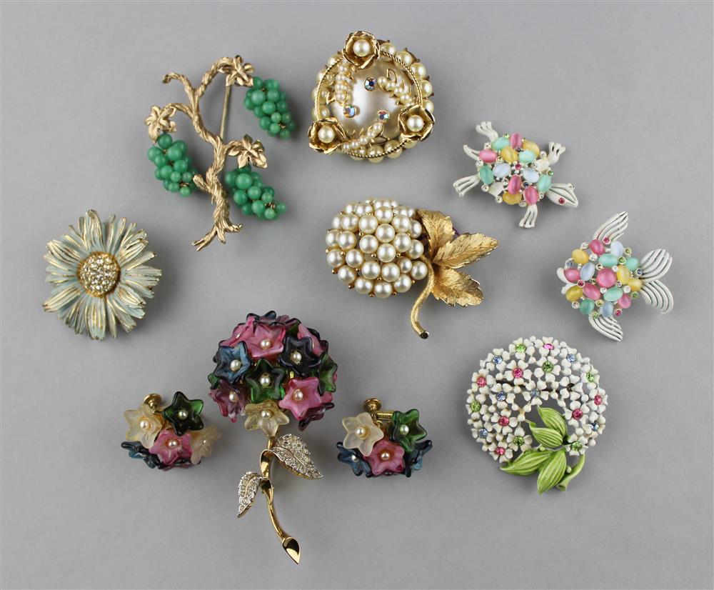 Appraisal: JOMAZ FLOWER PIN AND EARRING SET MARVELLA PINS CINER PINS