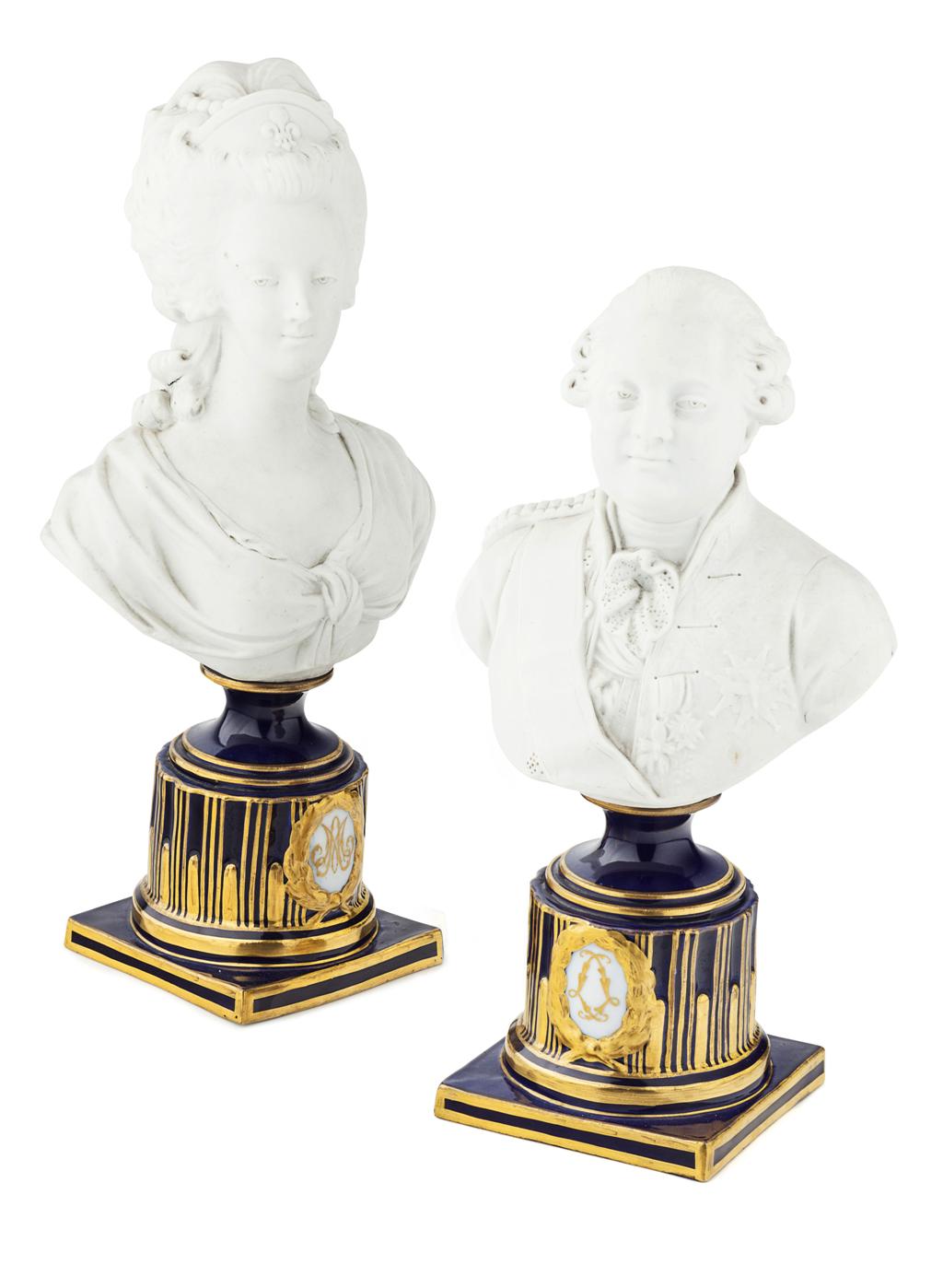 Appraisal: PAIR OF SEVRES BISQUE BUSTS OF MARIE ANTOINETTE AND LOUIS