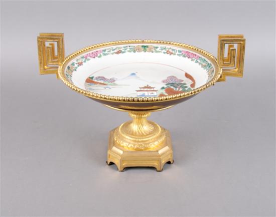 Appraisal: A Chinese Export Plate with French Gilt Metal Mounts Height