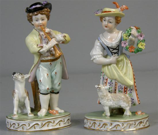 Appraisal: Pair of Dresden porcelain figures each wearing painted costume late