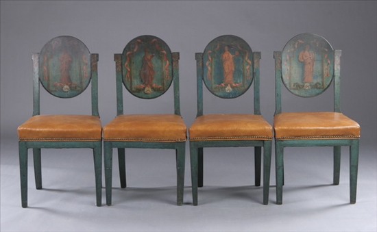 Appraisal: SET FOUR NEOCLASSICAL STYLE PAINTED SIDE CHAIRS th century with