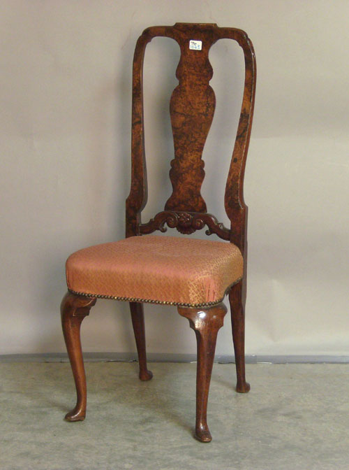 Appraisal: Dutch burl veneer dining chair