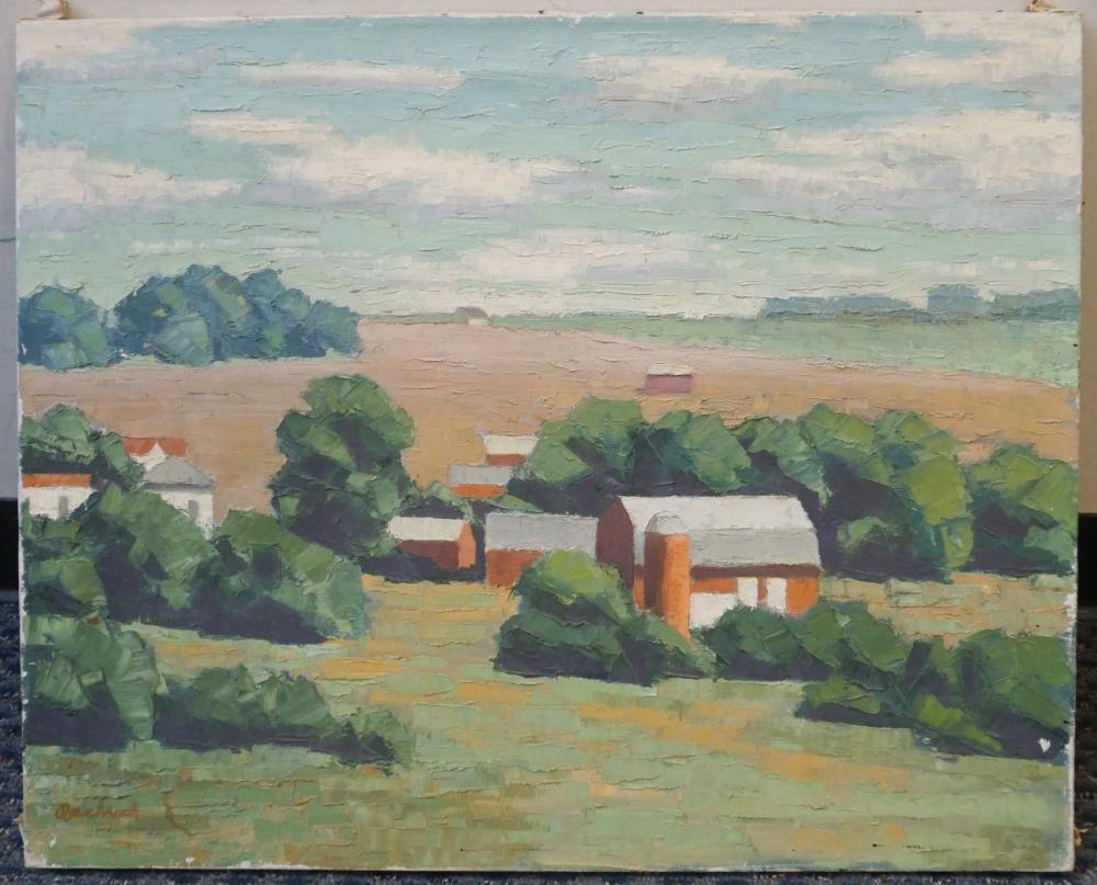 Appraisal: Walter Bachrach American th Century Pennsylvania Farm Oil on Canvas